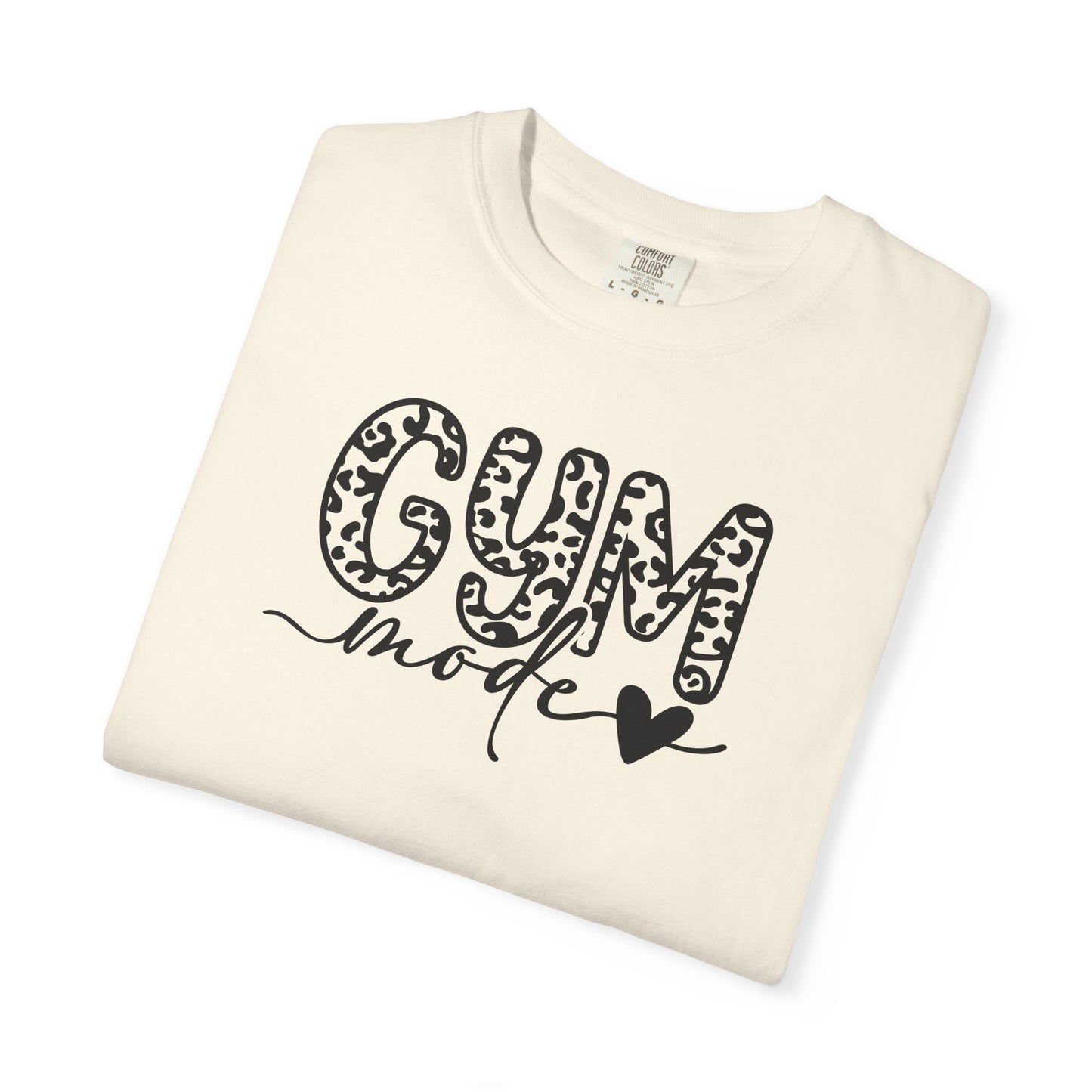Gym Mode T‑Shirt — Leopard Print "Gym Mode" Fitness Tee with Heart Accent