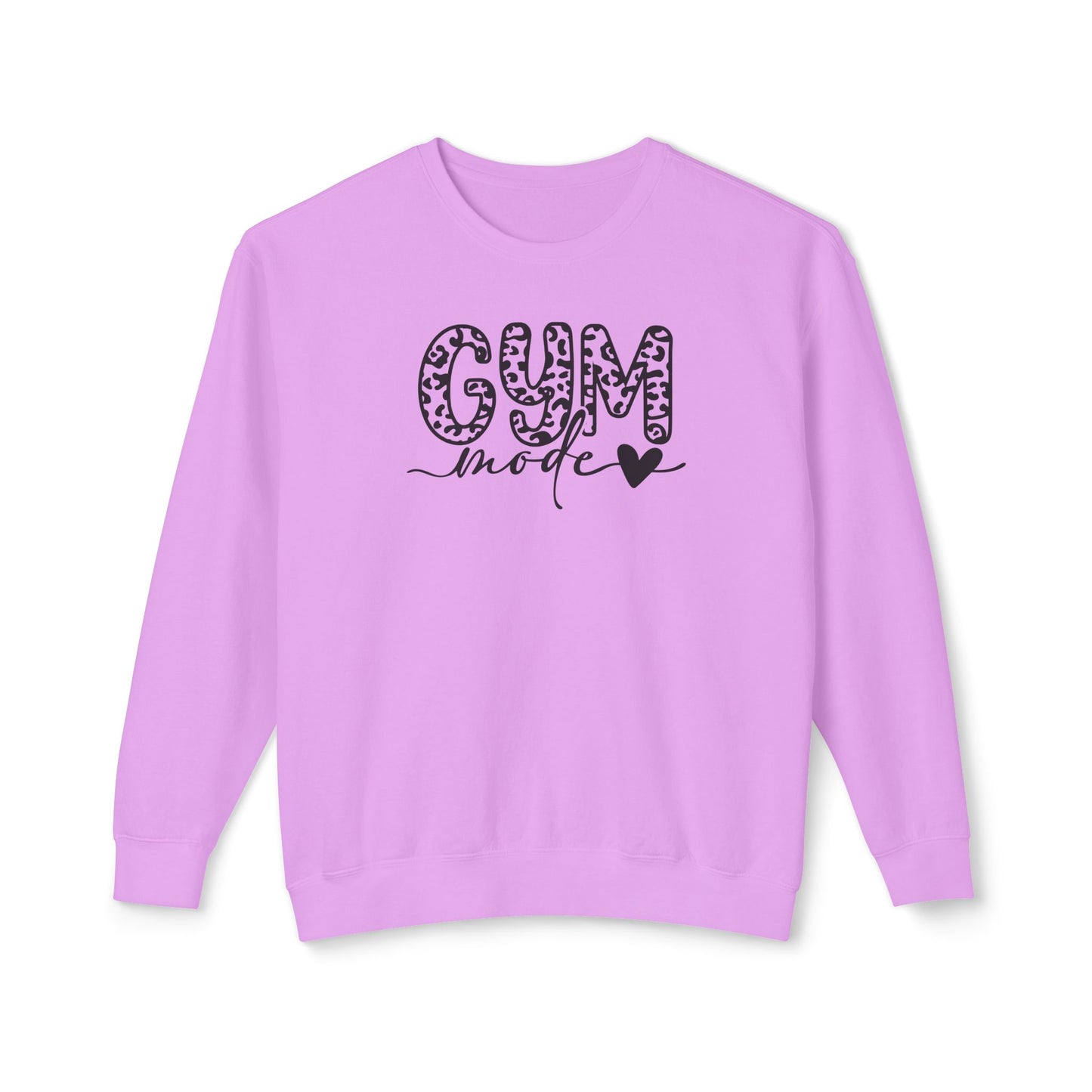 Gym Mode Crewneck Sweatshirt — Leopard Print "Gym Mode" Design