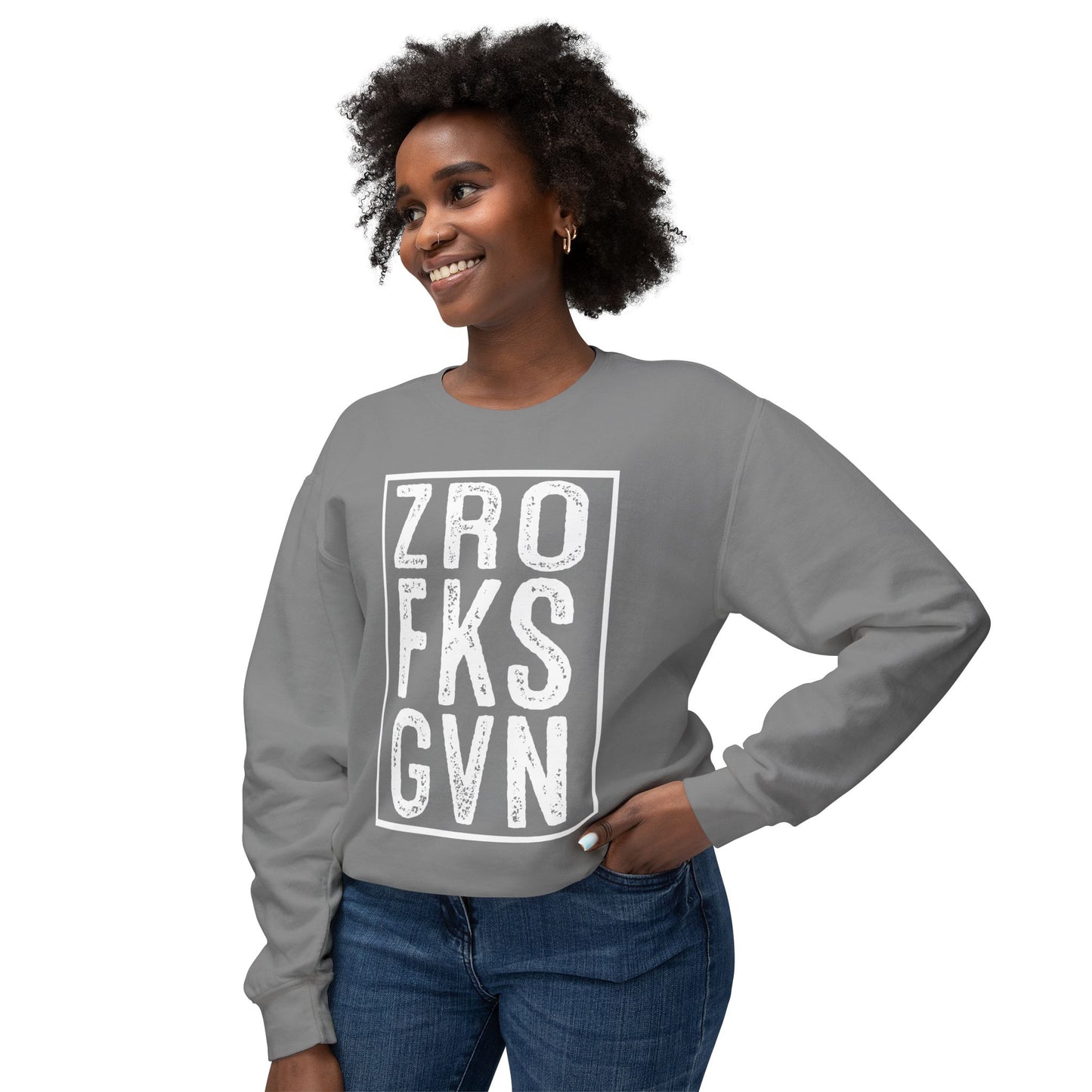 Crewneck Sweatshirt — Vintage Block Letter Graphic (ZRO FKS GVN)