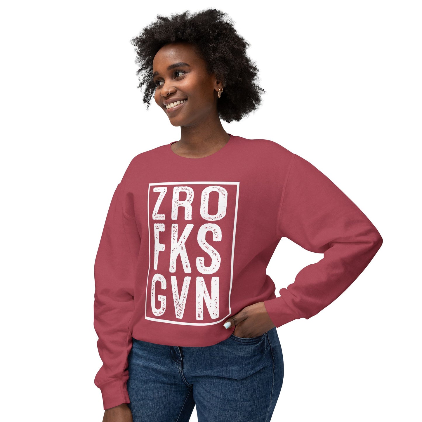 Crewneck Sweatshirt — Vintage Block Letter Graphic (ZRO FKS GVN)