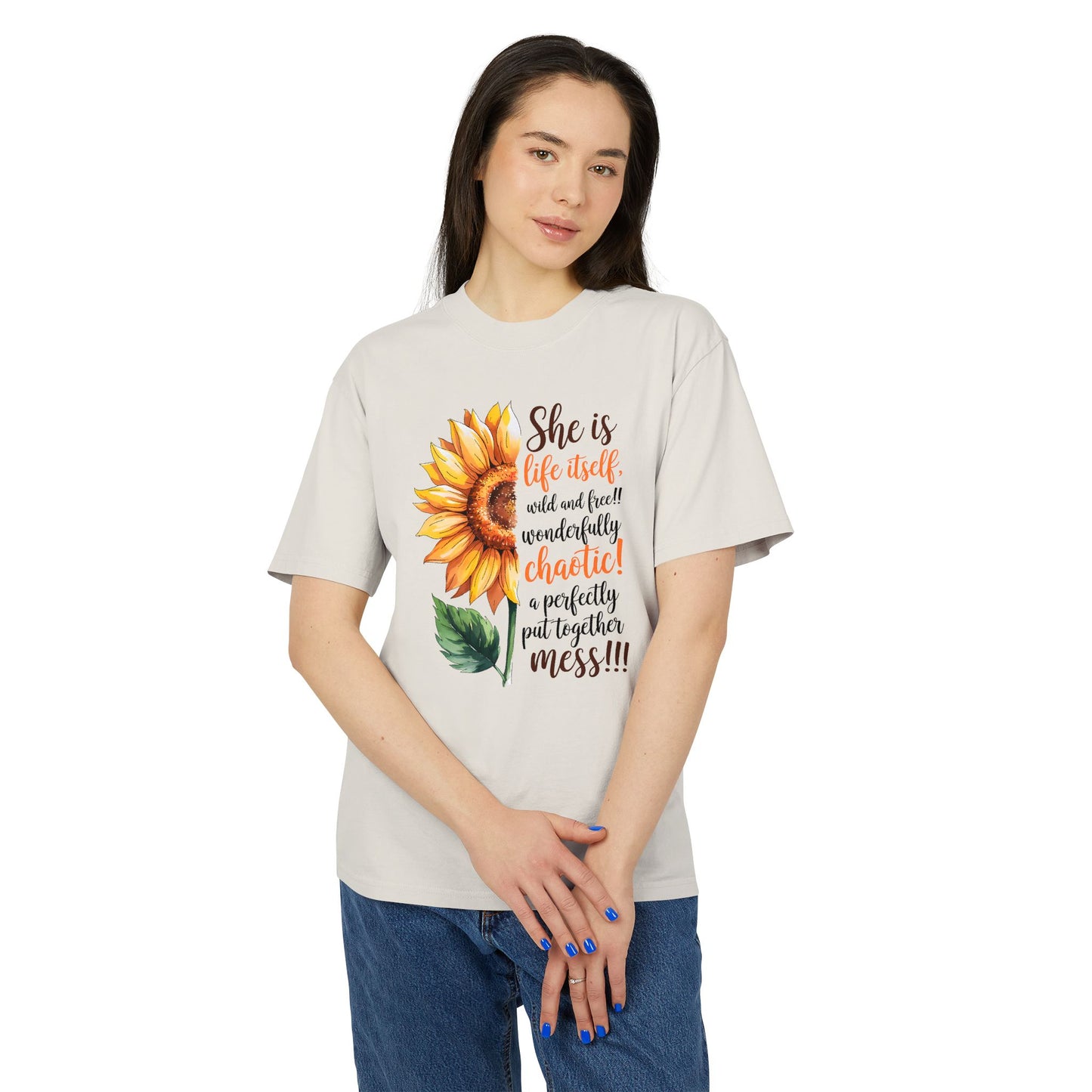 Sunflower 'She Is Life Itself' Graphic Tee — Feminine Inspirational Shirt