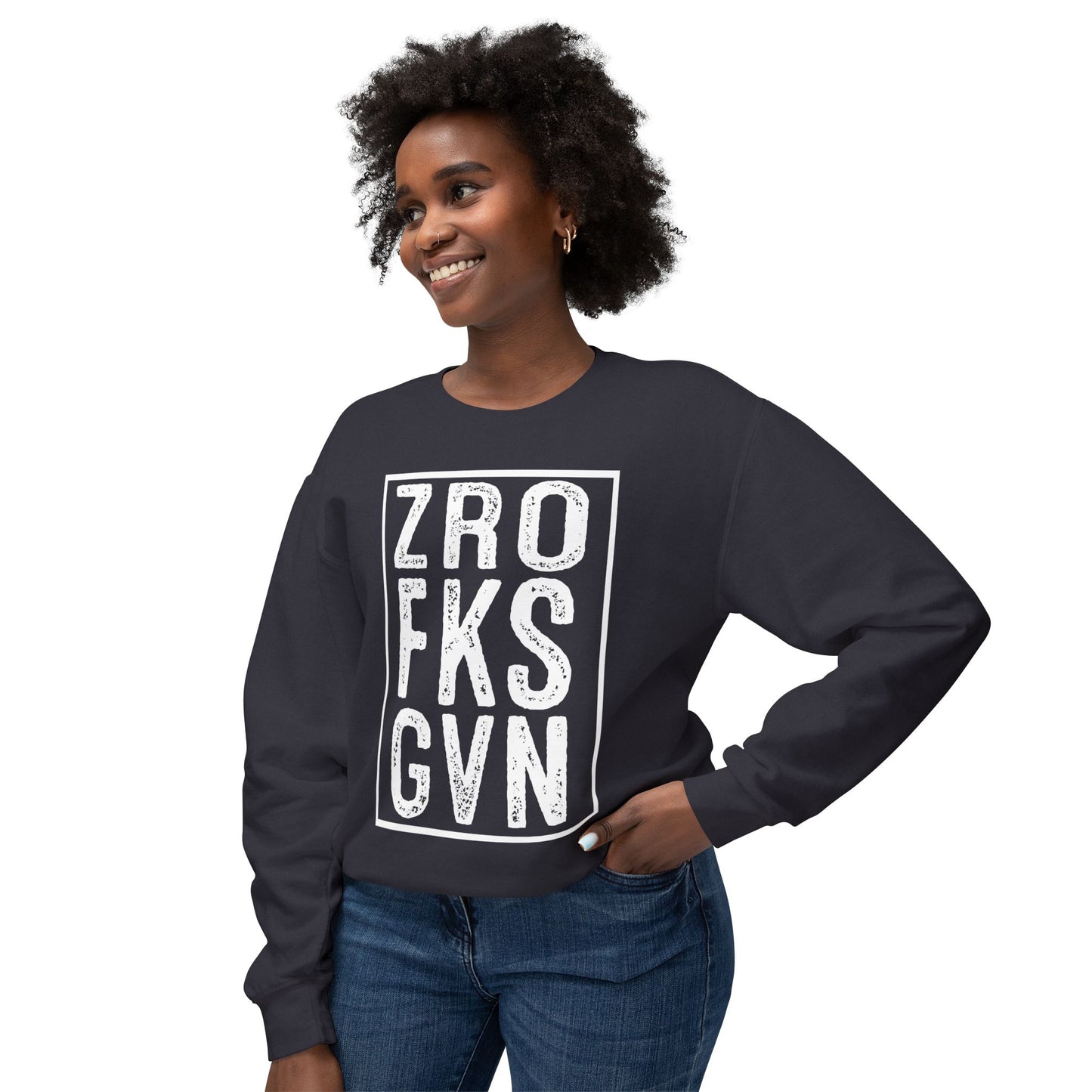 Crewneck Sweatshirt — Vintage Block Letter Graphic (ZRO FKS GVN)