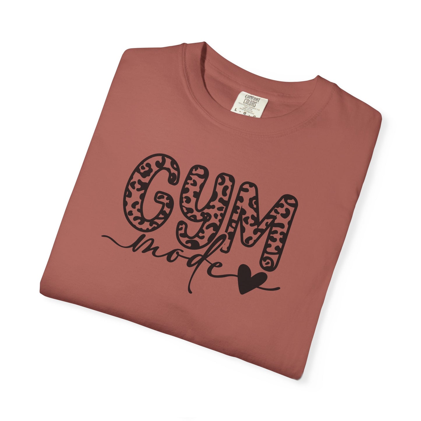 Gym Mode T‑Shirt — Leopard Print "Gym Mode" Fitness Tee with Heart Accent