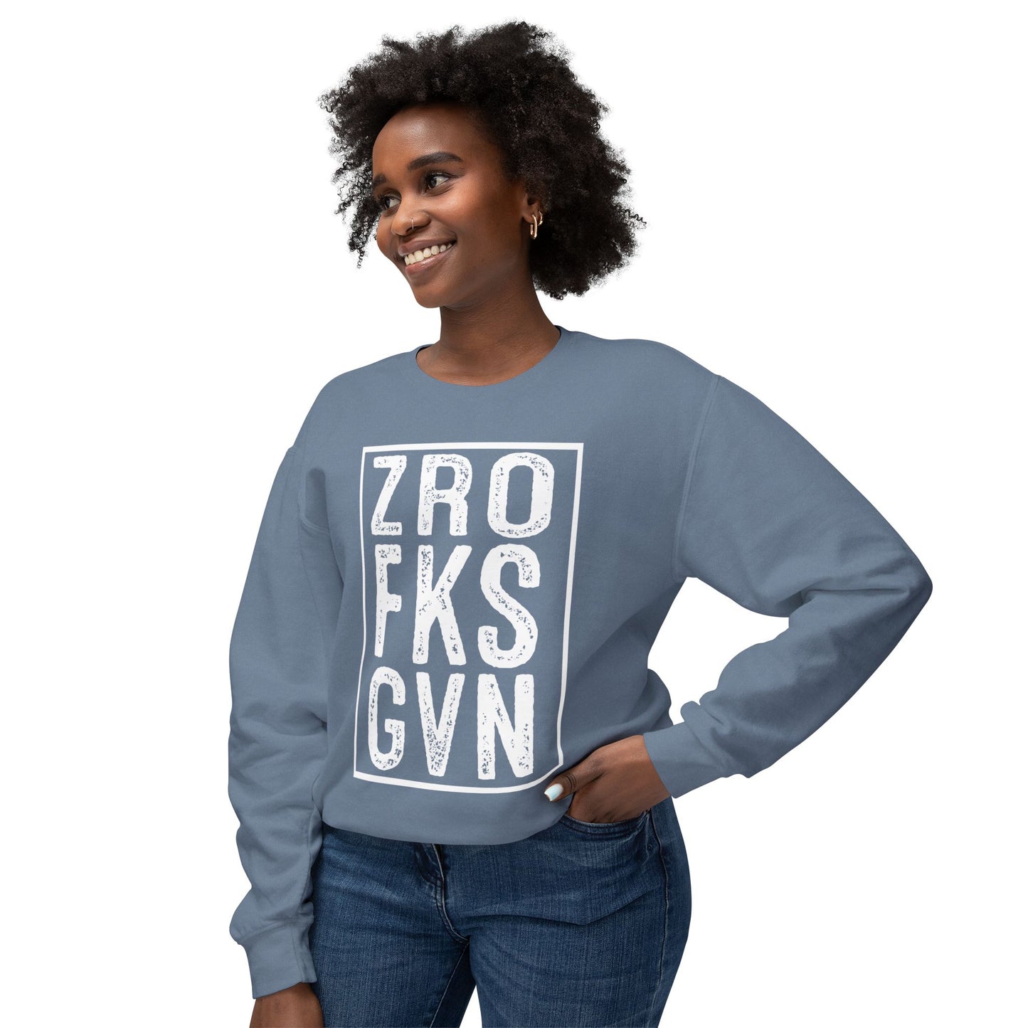 Crewneck Sweatshirt — Vintage Block Letter Graphic (ZRO FKS GVN)