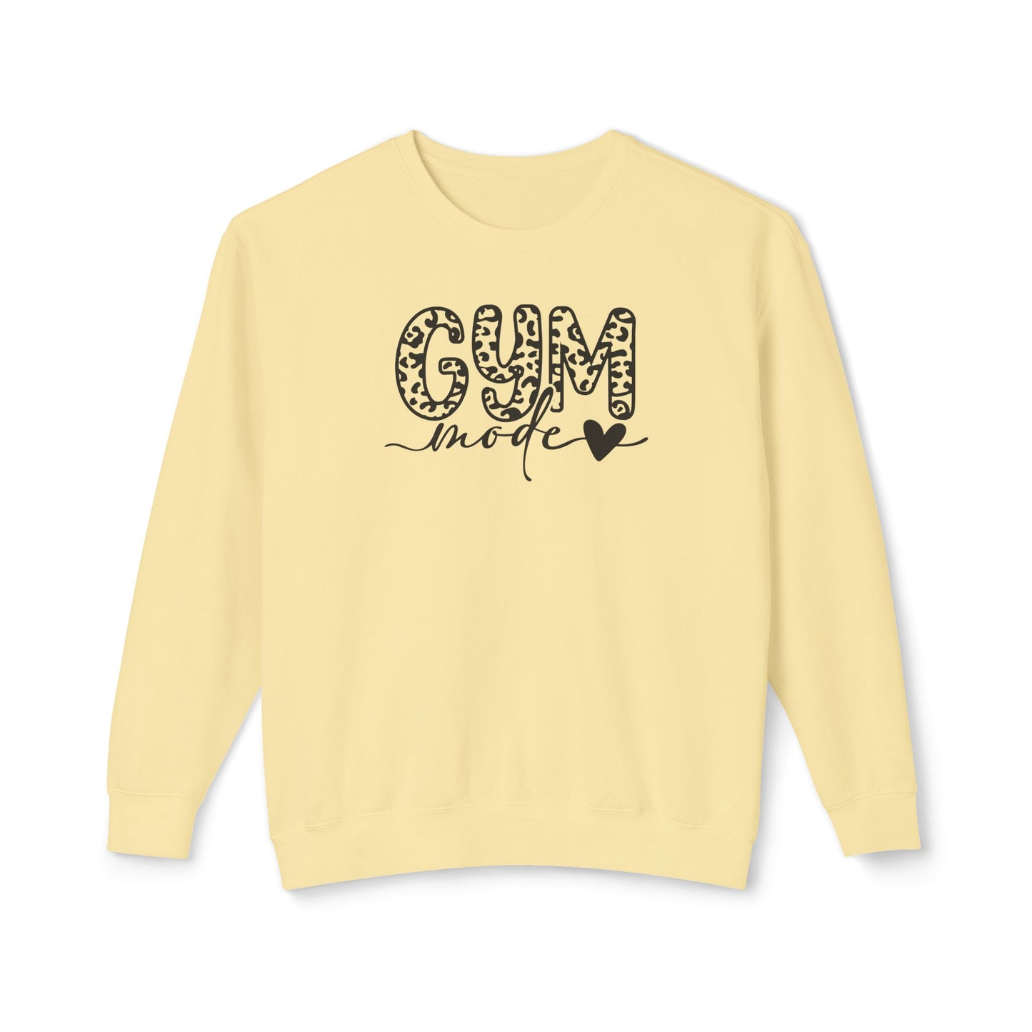 Gym Mode Crewneck Sweatshirt — Leopard Print "Gym Mode" Design
