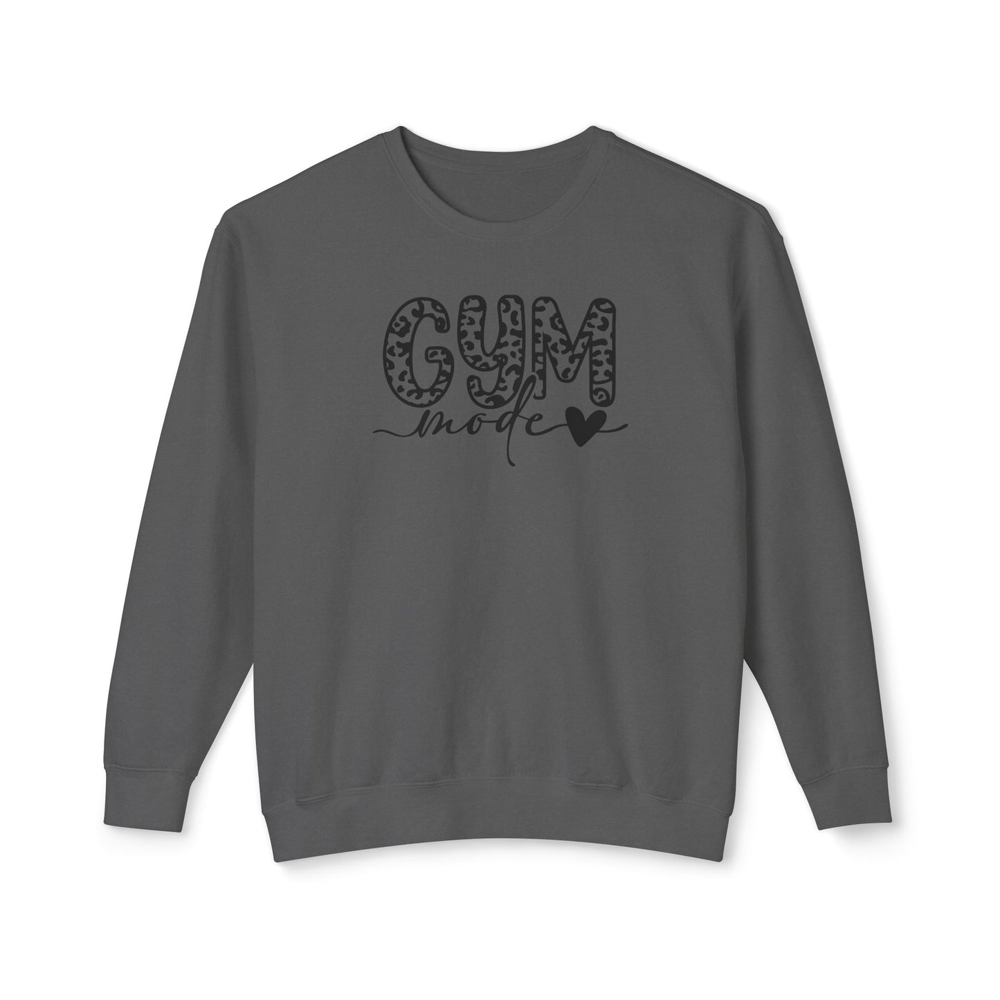 Gym Mode Crewneck Sweatshirt — Leopard Print "Gym Mode" Design