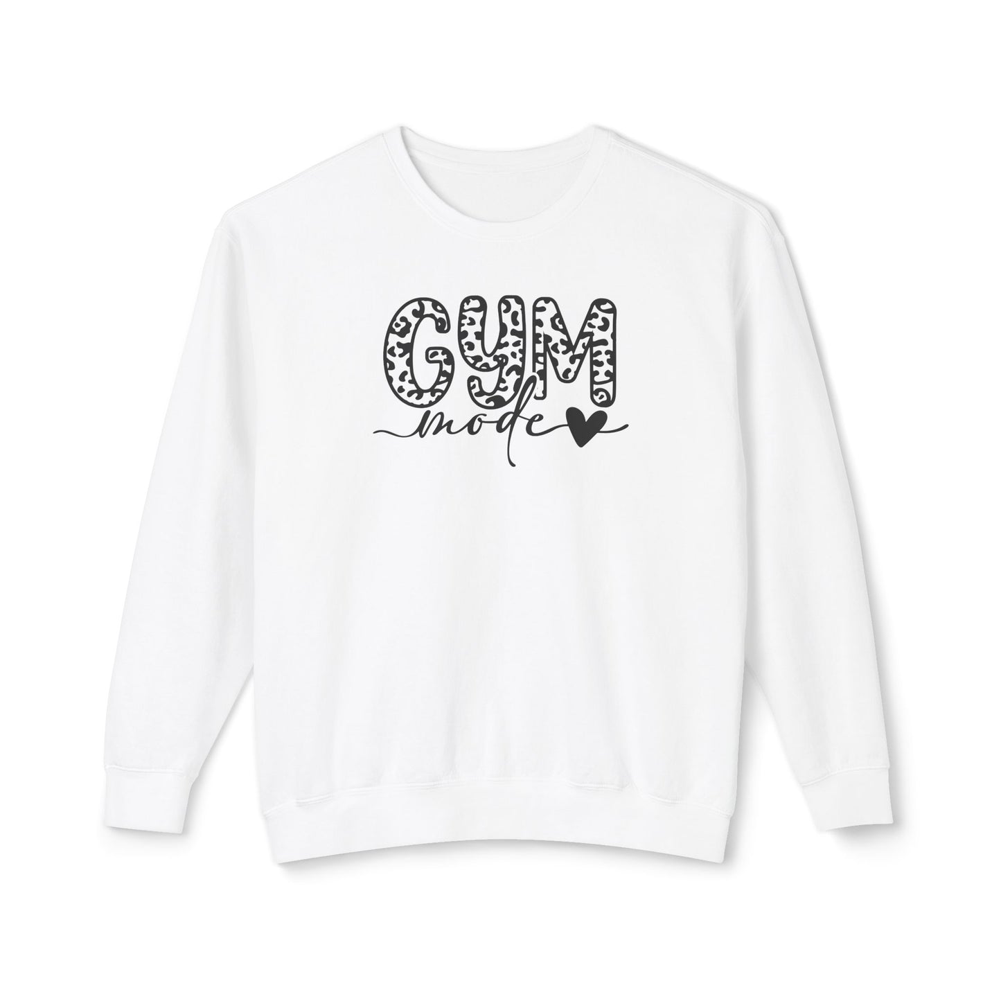 Gym Mode Crewneck Sweatshirt — Leopard Print "Gym Mode" Design