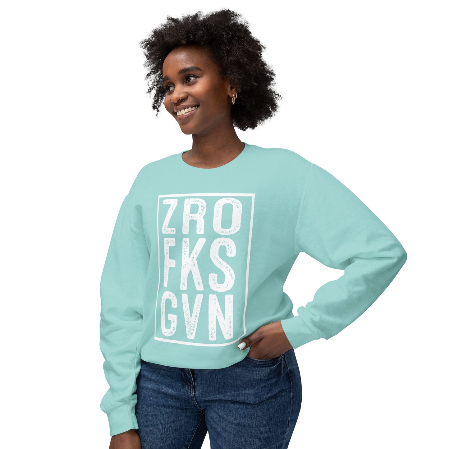 Crewneck Sweatshirt — Vintage Block Letter Graphic (ZRO FKS GVN)