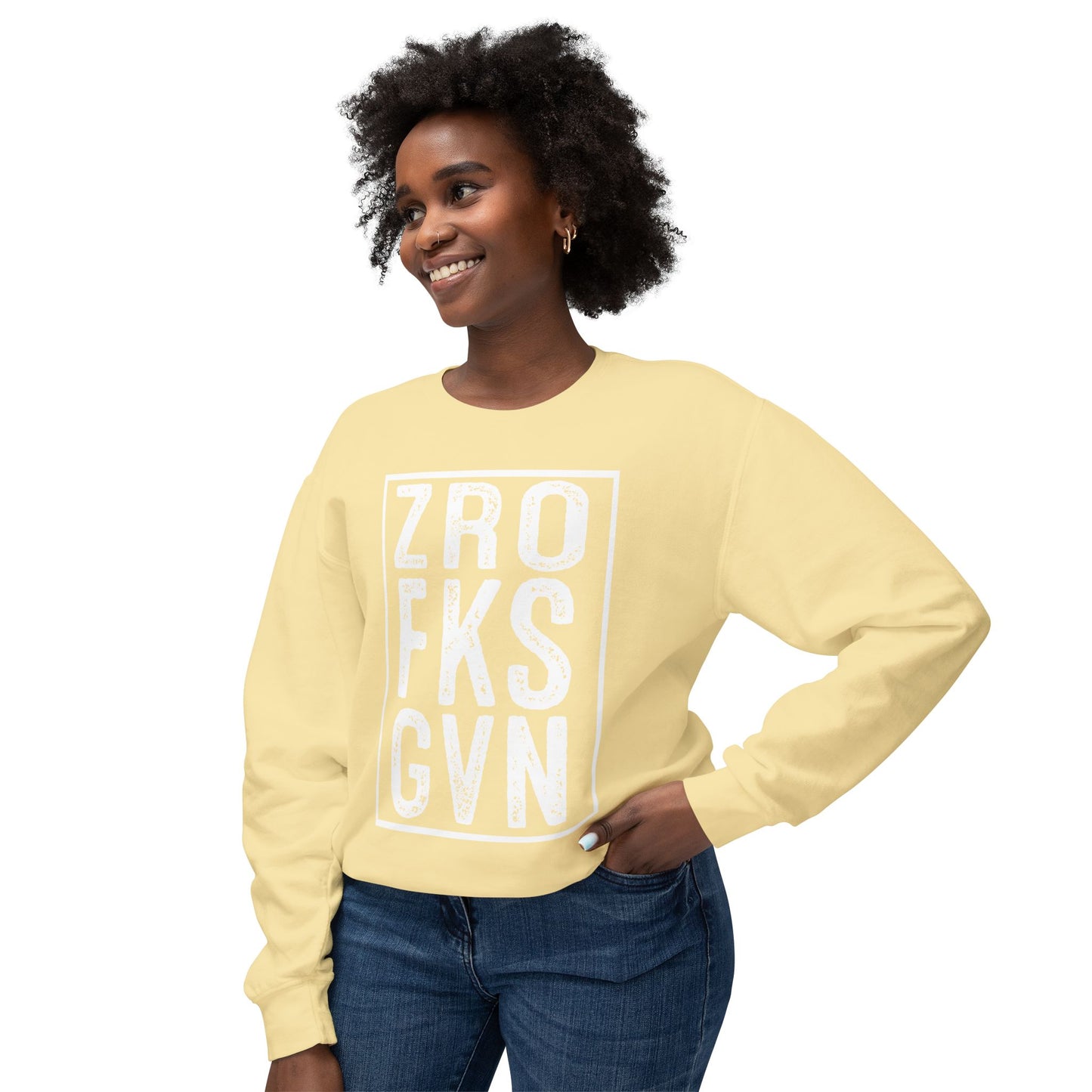 Crewneck Sweatshirt — Vintage Block Letter Graphic (ZRO FKS GVN)
