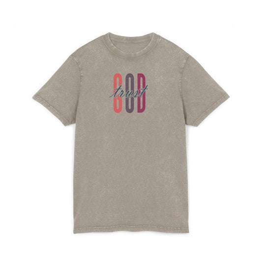 Acid Washed God Tee - Trendy Round Neck Shirt for Casual Style
